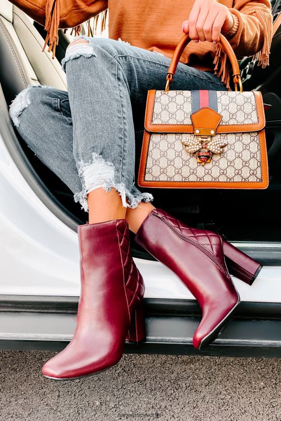 burgunder NanaMacs subtile trinn vatterte støvletter i imitert skinn 402NJ03923