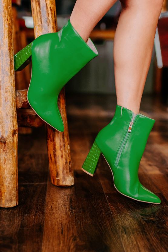 grønn NanaMacs kyss meg, jeg er stilige støvletter med chevronhæl 402NJ03891