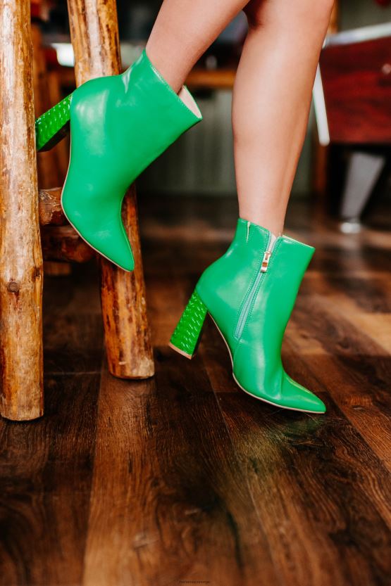 grønn NanaMacs kyss meg, jeg er stilige støvletter med chevronhæl 402NJ03891