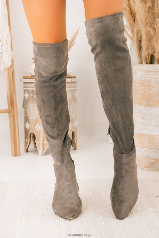 grå semsket skinn NanaMacs gikk glipp av sjansen lårhøye støvler 402NJ03885