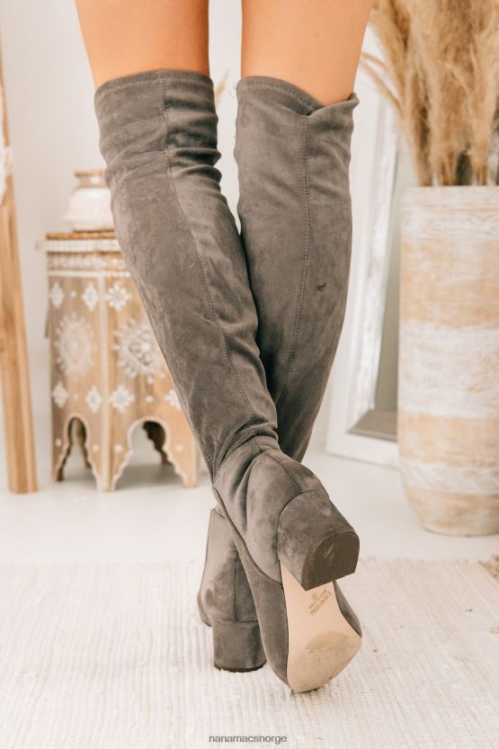 grå semsket skinn NanaMacs gikk glipp av sjansen lårhøye støvler 402NJ03885