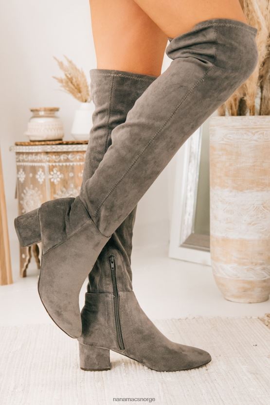 grå semsket skinn NanaMacs gikk glipp av sjansen lårhøye støvler 402NJ03885