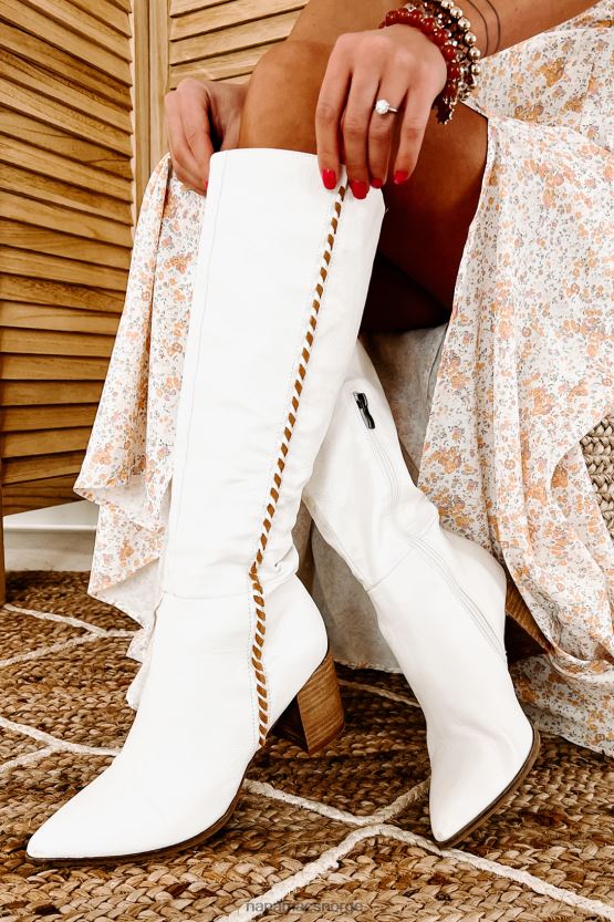 hvit NanaMacs madeline westernstøvel med spiss tå 402NJ03860