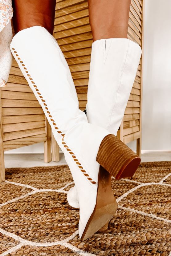 hvit NanaMacs madeline westernstøvel med spiss tå 402NJ03860