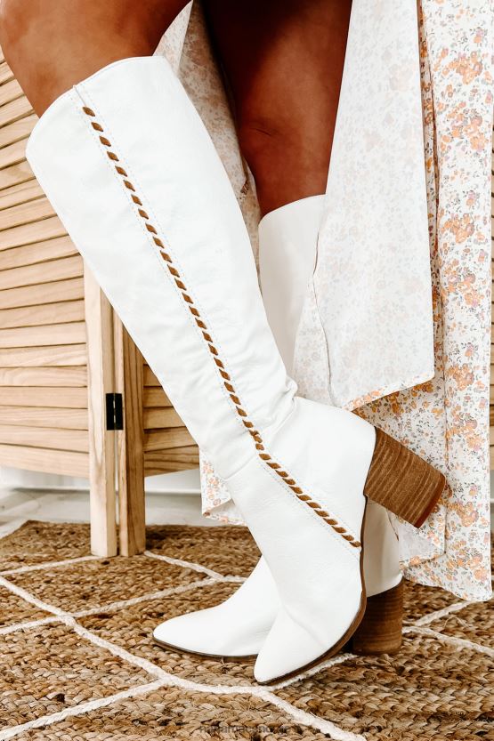 hvit NanaMacs madeline westernstøvel med spiss tå 402NJ03860