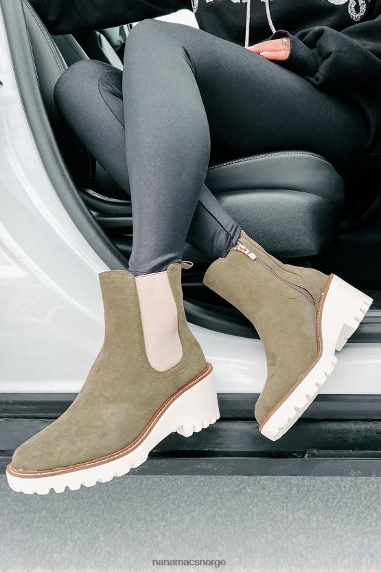 oliven NanaMacs lett bemyndigede støvletter i imitert semsket skinn 402NJ03915