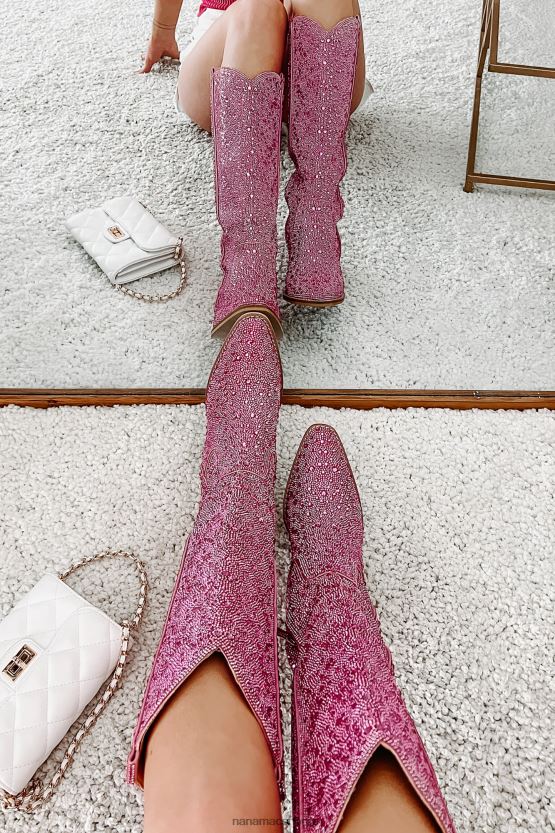 rosa rhinestone NanaMacs urban cowgirl rhinestone cowboystøvler 402NJ03854
