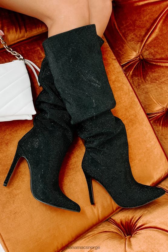 svart NanaMacs sjokk ærefrykt slouchy rhinestone støvler 402NJ03857