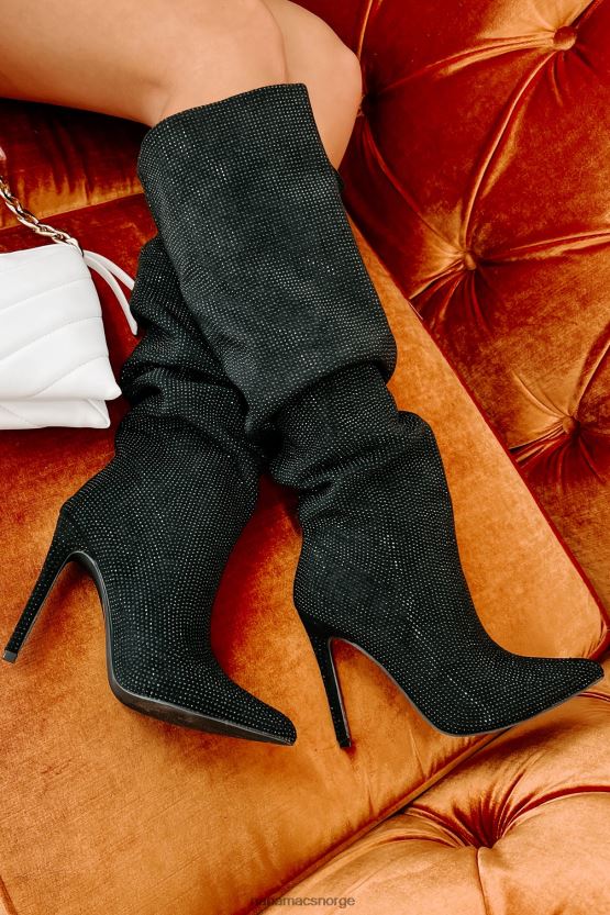 svart NanaMacs sjokk ærefrykt slouchy rhinestone støvler 402NJ03857