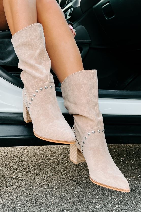 taupe NanaMacs brigitta slouchy støvletter i fuskeskinn 402NJ03910