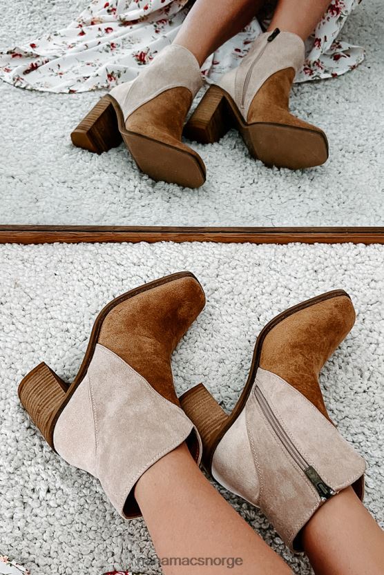 taupe NanaMacs høyre fot frem tofarget støvlett i imitert semsket skinn 402NJ03899