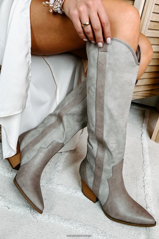 taupe NanaMacs sittesidesadel westernstøvler i kunstskinn 402NJ03872