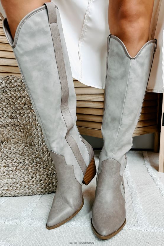 taupe NanaMacs sittesidesadel westernstøvler i kunstskinn 402NJ03872