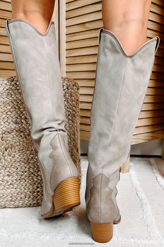 taupe NanaMacs sittesidesadel westernstøvler i kunstskinn 402NJ03872
