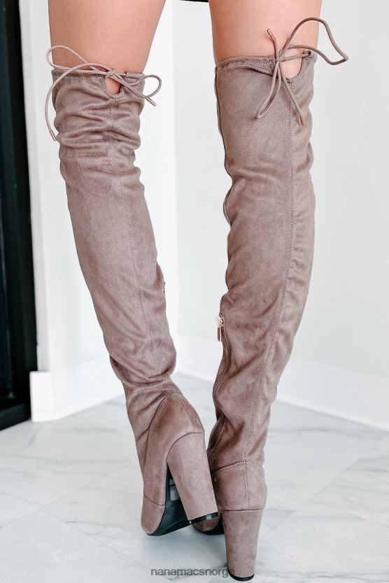 taupe NanaMacs spankulerende inn i natt imitert semsket låret høye støvler 402NJ03868