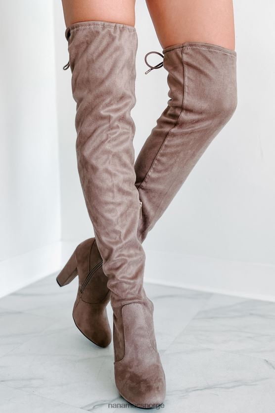 taupe NanaMacs spankulerende inn i natt imitert semsket låret høye støvler 402NJ03868