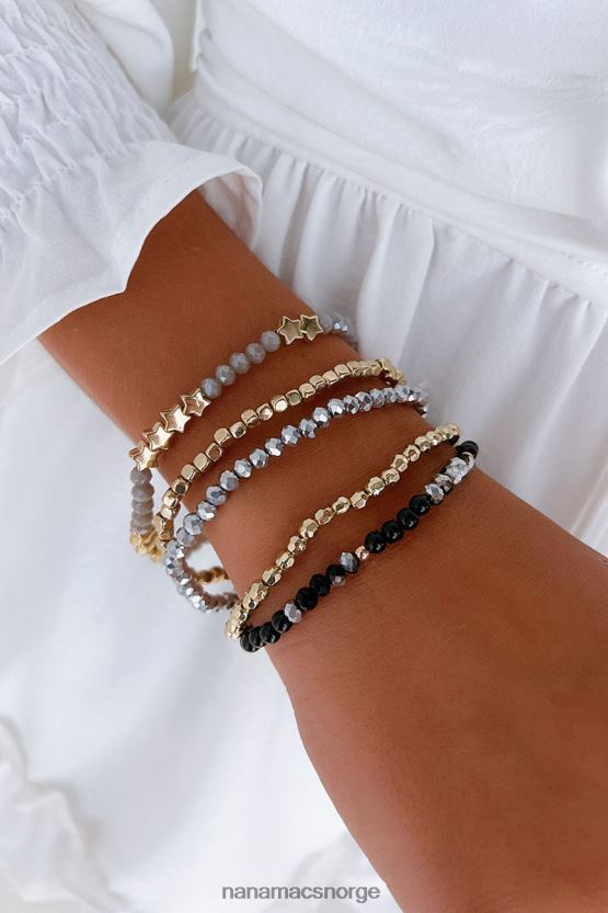 grå/gull/svart NanaMacs moonlight madness beaded armbåndsett 402NJ04363