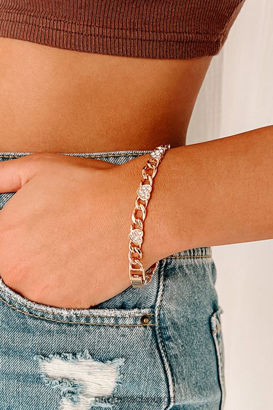 gull NanaMacs lenket til din kjærlighet rhinestone hjerte armbånd 402NJ04388