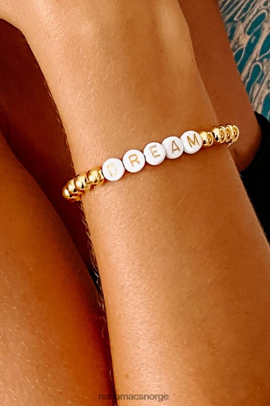 gull/hvitt NanaMacs drøm lyse perler armbånd 402NJ04390