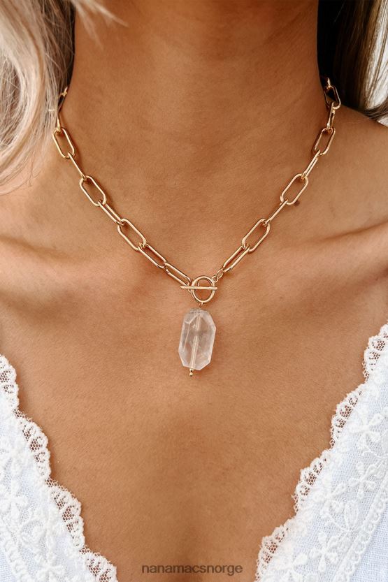 grå/gull NanaMacs slapper av min chi stone anheng halskjede 402NJ04182