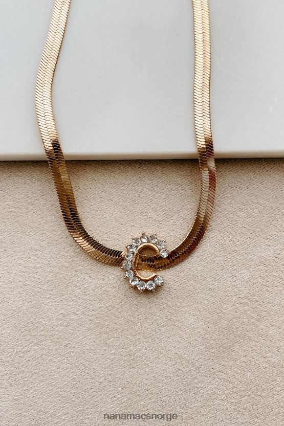 gull NanaMacs initial her sildbein bokstav halskjede 402NJ04099