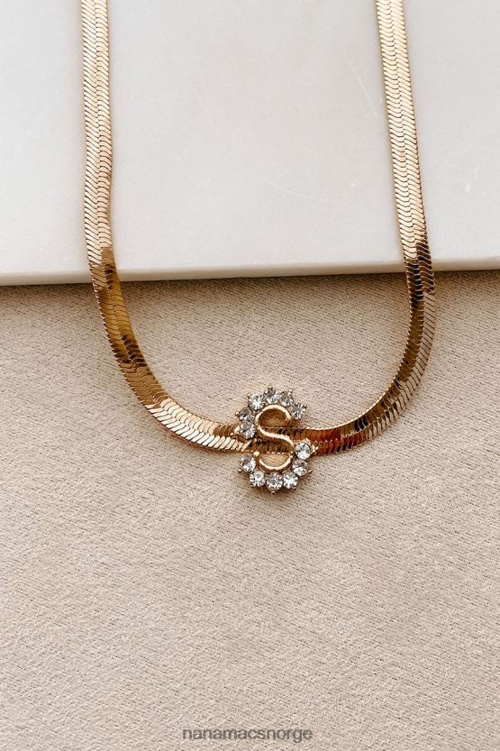 gull NanaMacs initial her sildbein bokstav halskjede 402NJ04099