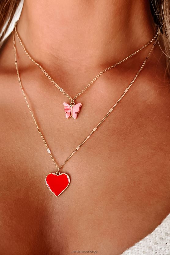 gull NanaMacs søt som sukker hjerte sommerfugl sjarm halskjede 402NJ04173