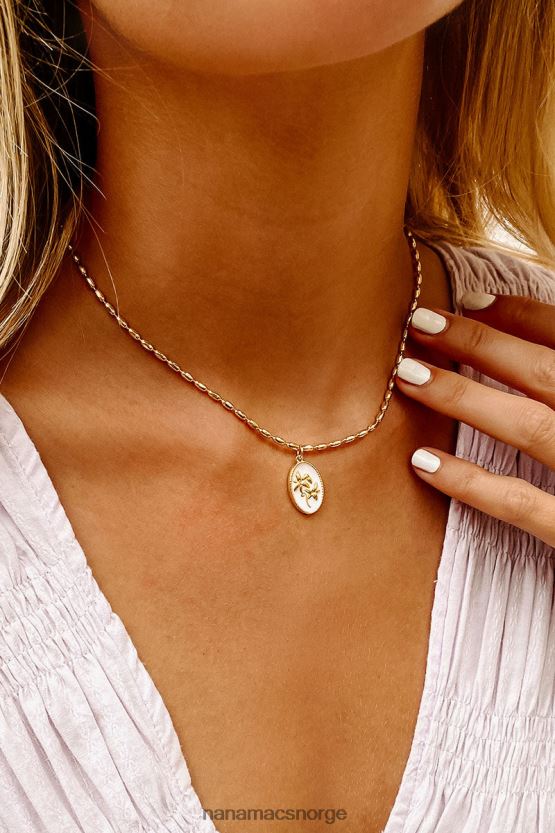gull/hvitt NanaMacs hver rose sjarm halskjede 402NJ04188