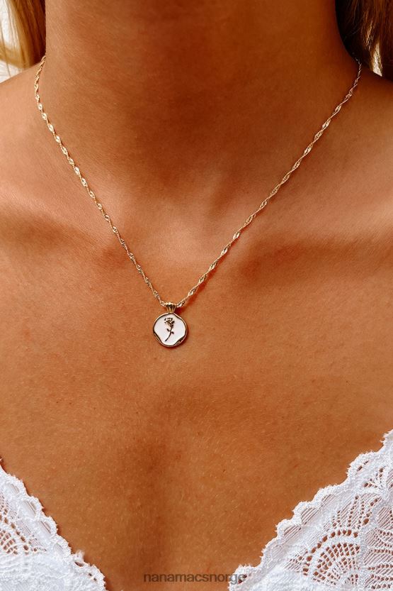 gull/hvitt NanaMacs plukke roser rose sjarm halskjede 402NJ04136