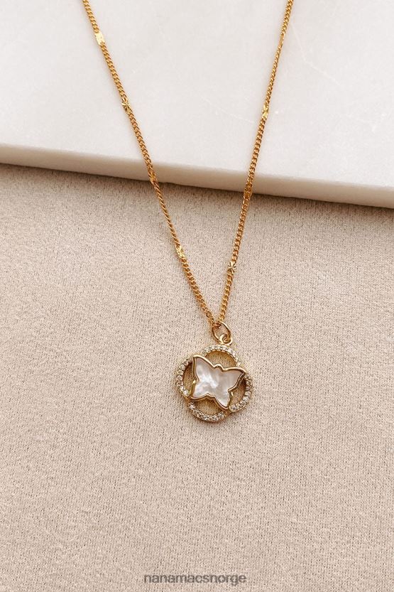 hvitt gull NanaMacs delikat skjønnhet sommerfugl sjarm halskjede 402NJ04125