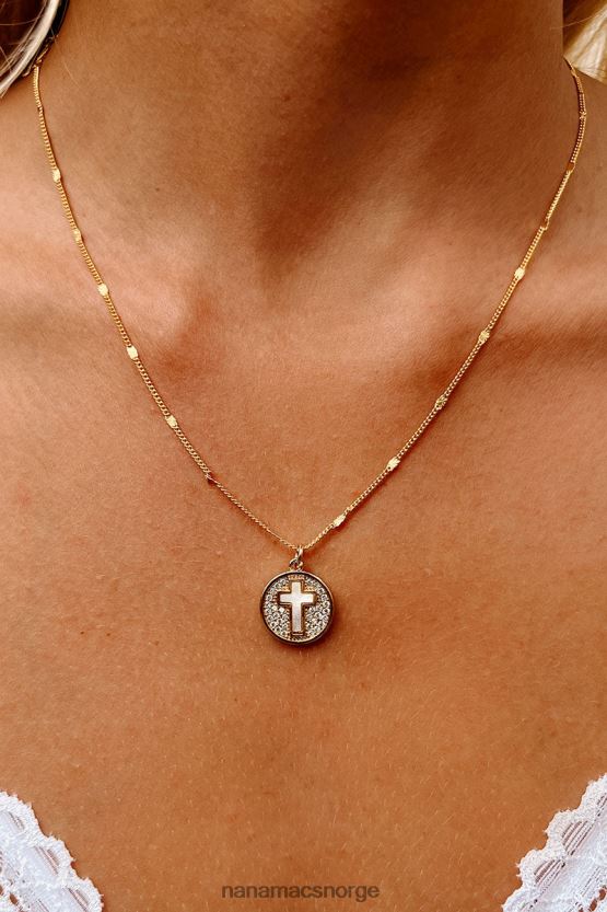 hvitt gull NanaMacs leve av tro anheng halskjede 402NJ04128