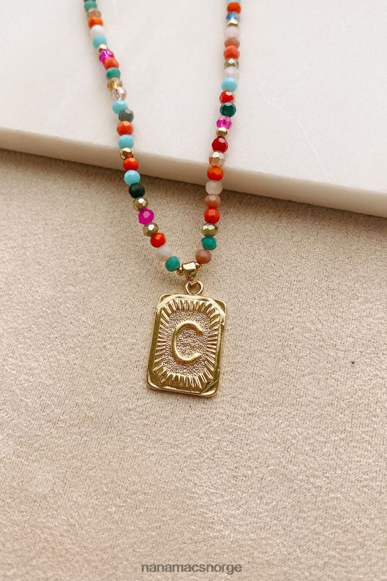 multi/gull NanaMacs fargerike forbindelser beaded bokstav halskjede 402NJ04098