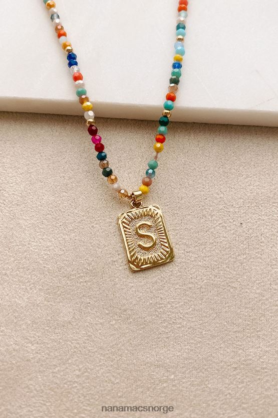 multi/gull NanaMacs fargerike forbindelser beaded bokstav halskjede 402NJ04098