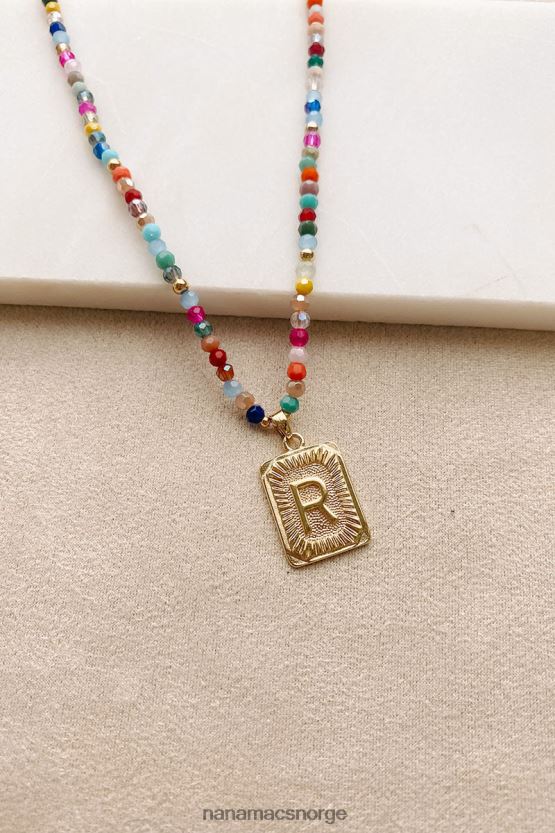 multi/gull NanaMacs fargerike forbindelser beaded bokstav halskjede 402NJ04098