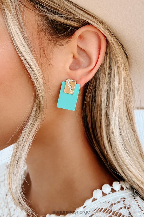 blågrønn NanaMacs med en aksent rektangel øredobber 402NJ04263