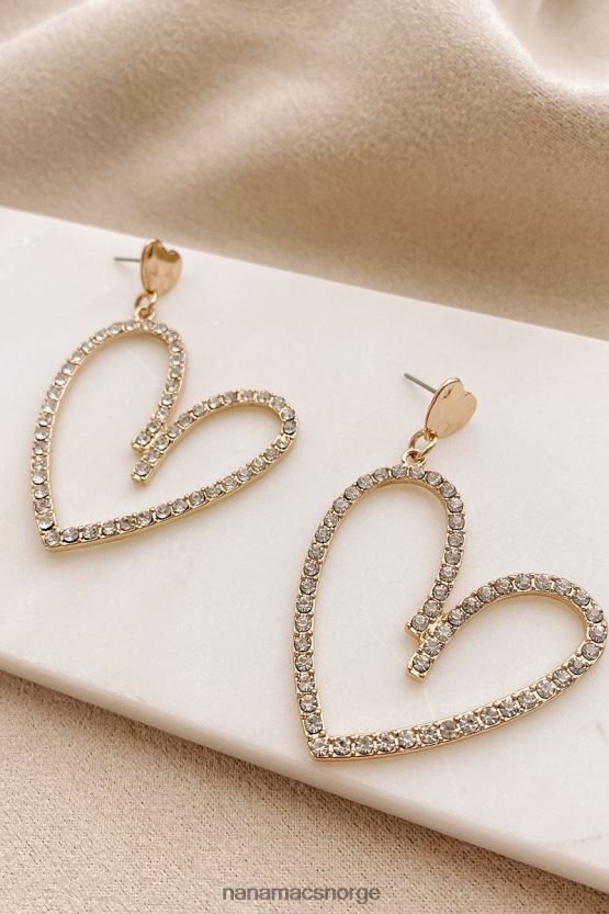 gull NanaMacs elegante hjerter rhinestone hjerte dingle øredobber 402NJ04302