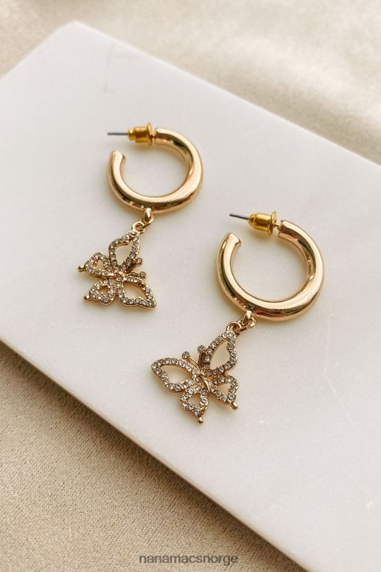 gull NanaMacs flagrende av sommerfugl sjarm bøyle ørering 402NJ04341