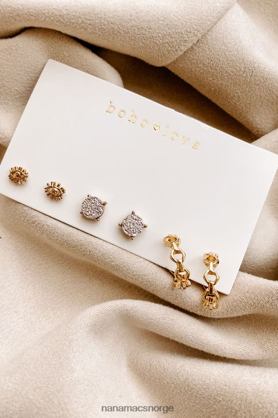 gull NanaMacs kjent elsket 3-par øreringpakke 402NJ04233