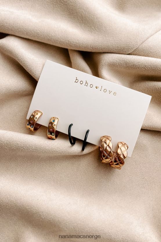 gull/svart NanaMacs gjøre valg 3-delt bøyle øreringpakke 402NJ04251