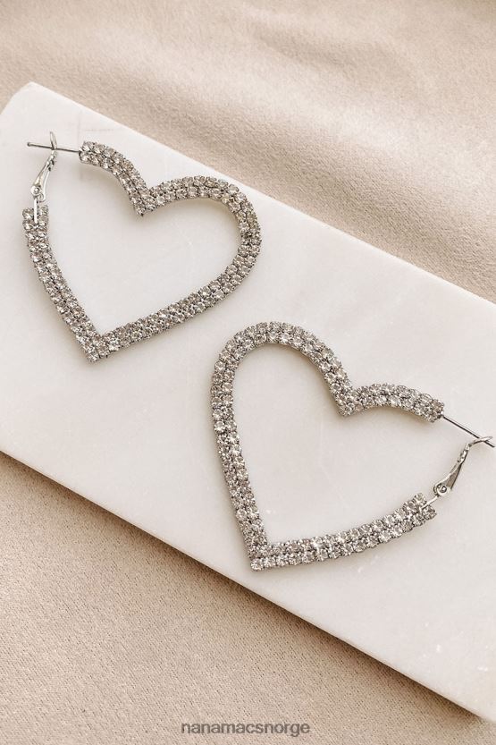 sølv NanaMacs bare de glamorøse rhinestone-hjerteringene 402NJ04301