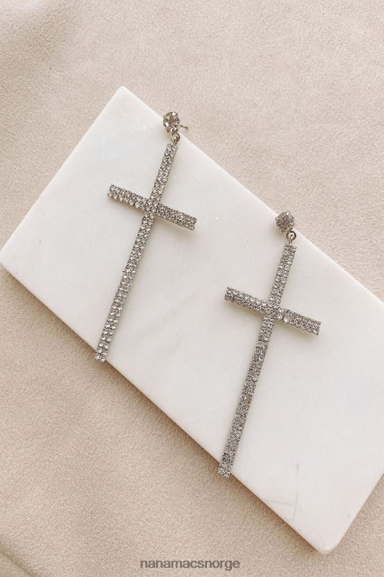 sølv NanaMacs holde troen rhinestone cross øredobber 402NJ04304