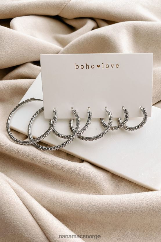sølv NanaMacs levende lysende rhinestone bøyle øreringpakke 402NJ04250