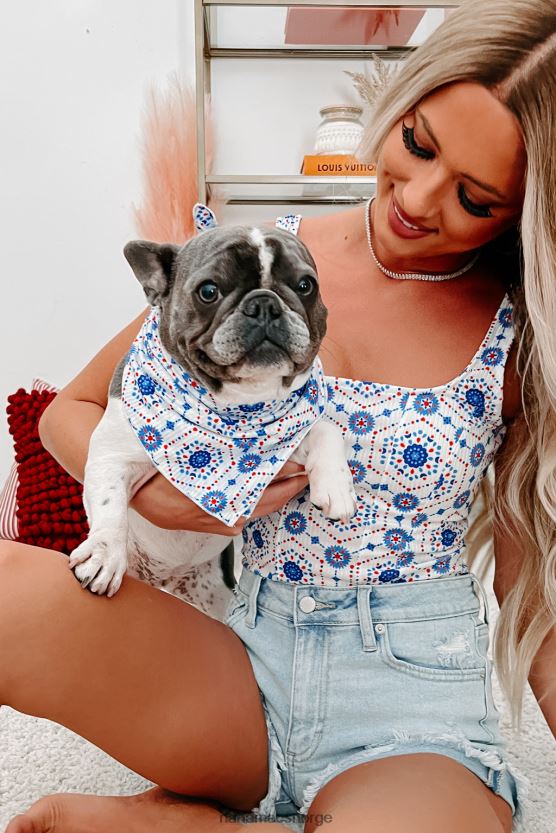 blå firkant NanaMacs originalt trykt hår eller hundebandana 402NJ01549