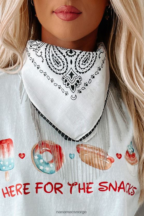 hvit NanaMacs honky tonk attitude kjede frynser bandana skjerf 402NJ04562