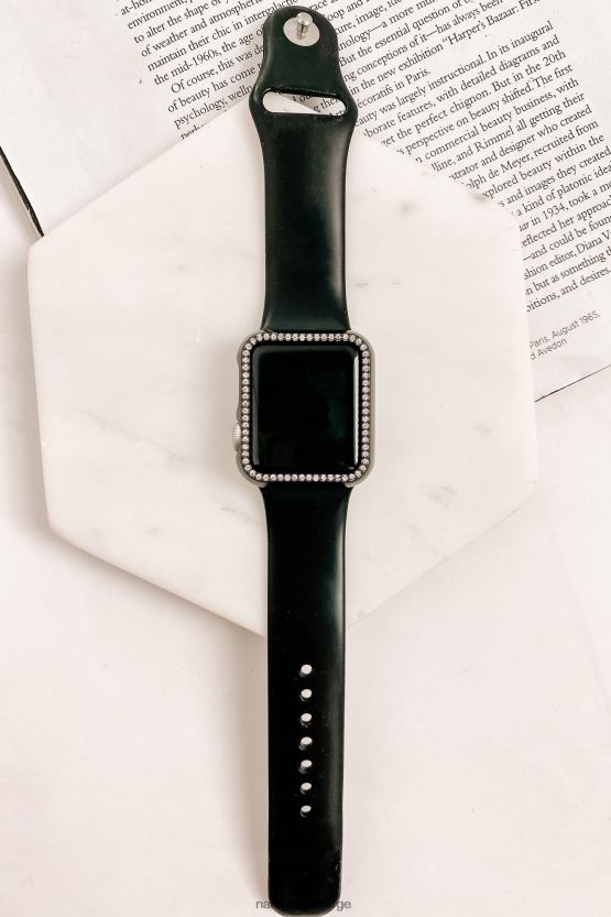 svart NanaMacs bringe bling rhinestone apple watch saken 402NJ04574