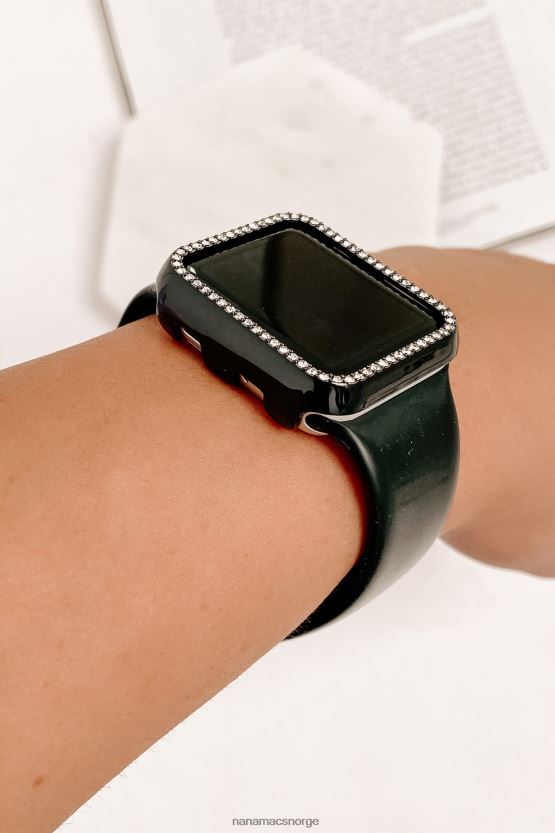svart NanaMacs bringe bling rhinestone apple watch saken 402NJ04574