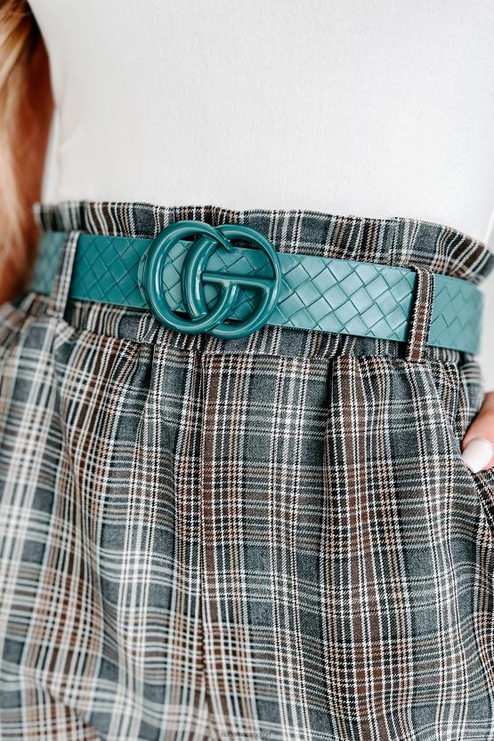 blågrønn NanaMacs ringer for å samle monokromatisk vevd teksturert belte 402NJ04458