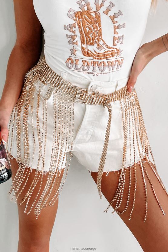 gull NanaMacs midterste rhinestone frynser belte 402NJ04561