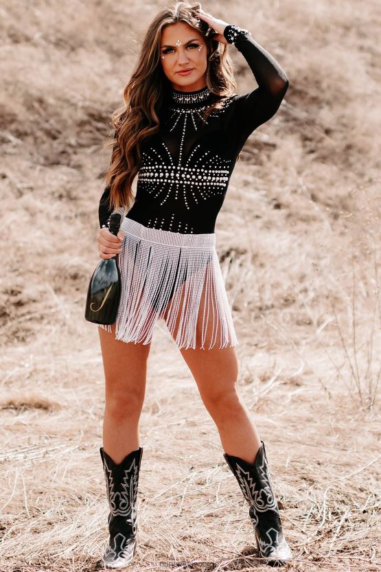 hvit NanaMacs vi ses burlesk rhinestone frynser belte 402NJ04455