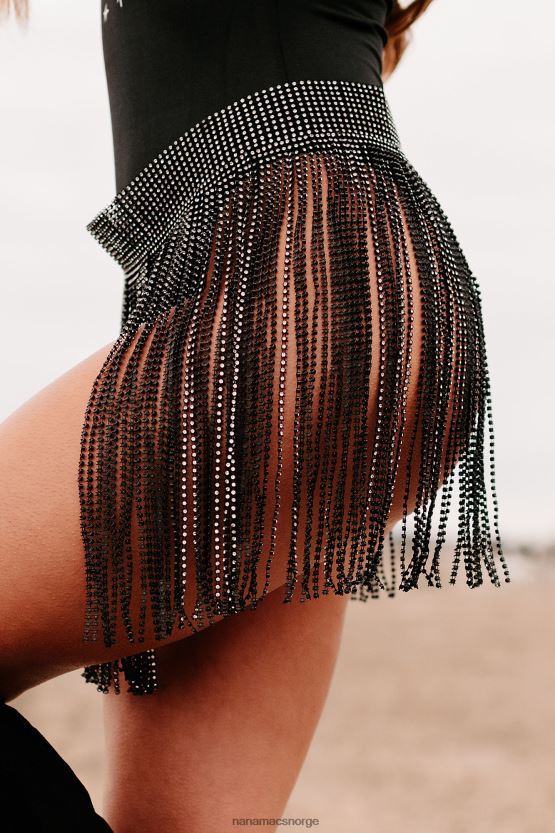 svart NanaMacs vi ses burlesk rhinestone frynser belte 402NJ04453